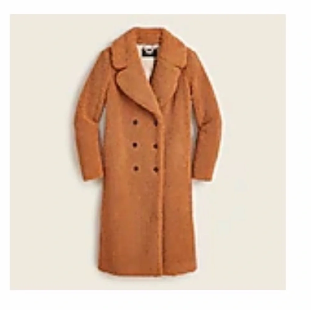 J. Crew Women’s Double-Breasted Teddy Sherpa Topcoat in Adobe Clay - Picture 7 of 7